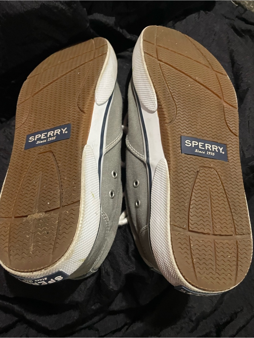 Sperry Men’s Gray Canvas Boat Shoes with White Soles sz7.5 - Picture 4 of 6